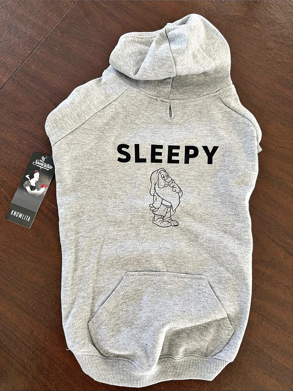 Knowlita Snow White Sleepy Dog Hoodie Disney Dog Hoodie Gray Large